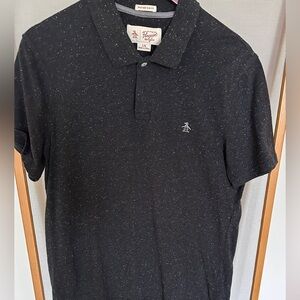 Original Penguin Grey Polo with Subtle Pattern